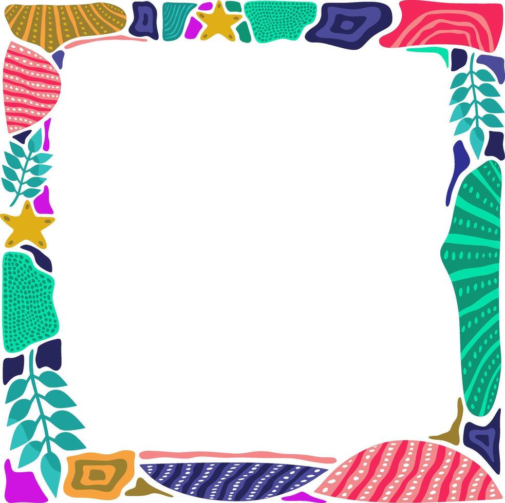 Geometric colorful abstract doodle frame background. vector