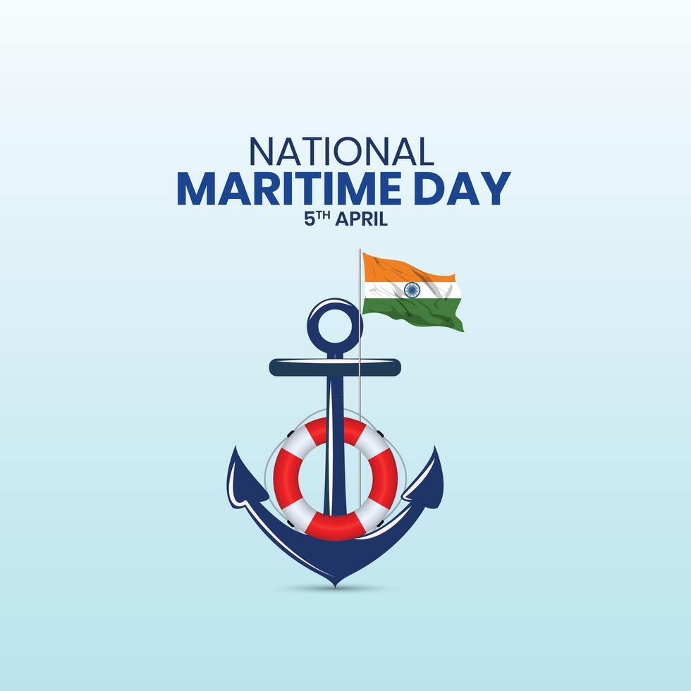 National Maritime Day Design Template, The Indian Navy's maritime design, emphasizes the importance of shipping safety, maritime security, and Marine environment special aspect of the work of IMO vector