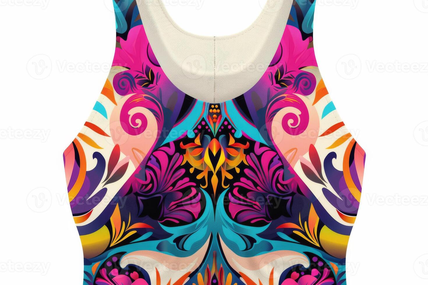 AI generated Vibrant Abstract Design Women's Tank Top Isolated on White Background photo