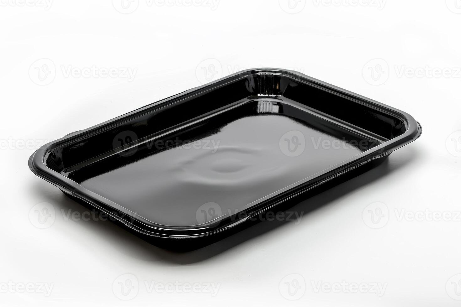 AI generated Black Empty Food Tray Isolated on White Background photo