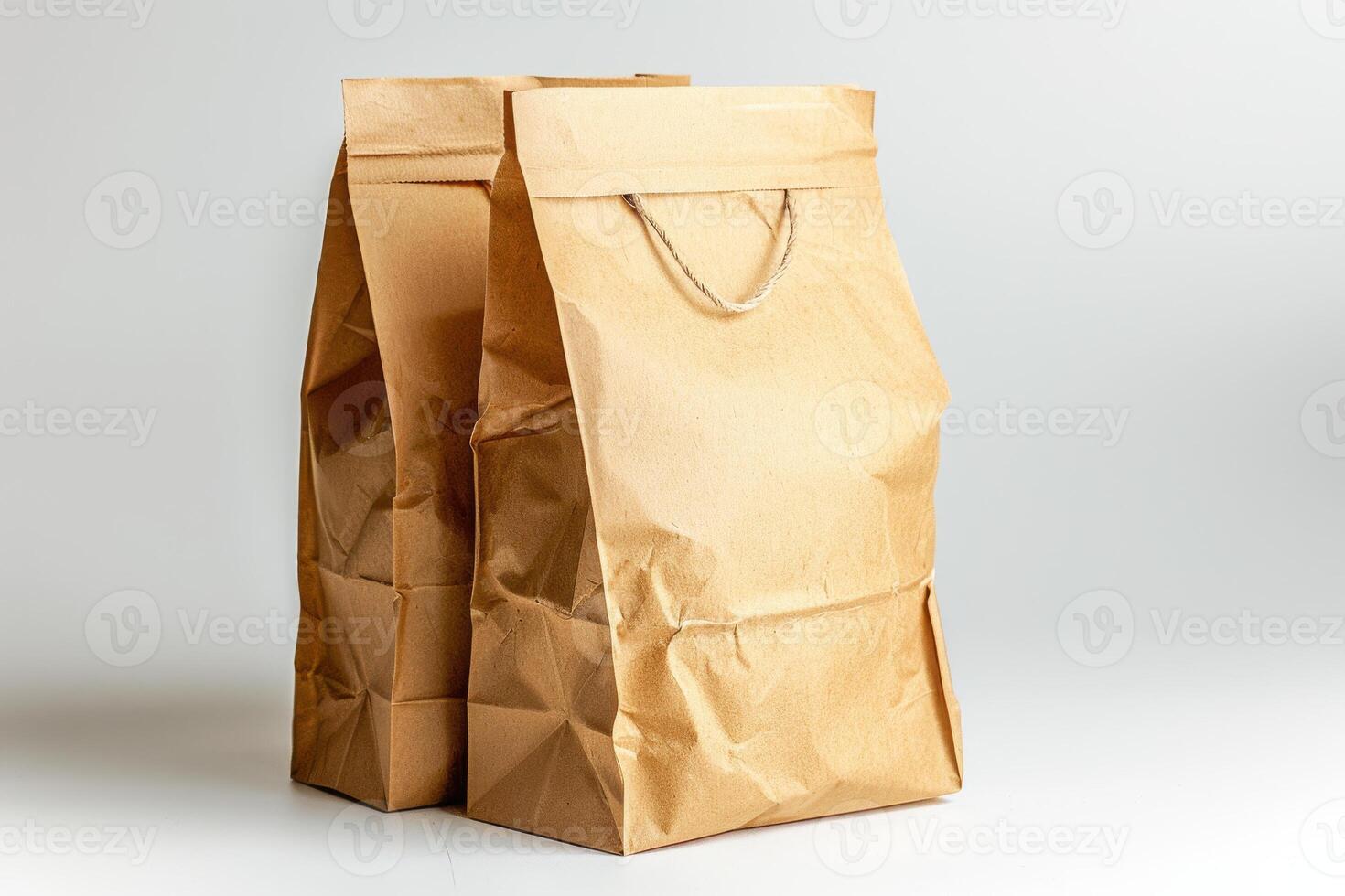 AI generated Classic Brown Paper Bag Isolated on White Background photo