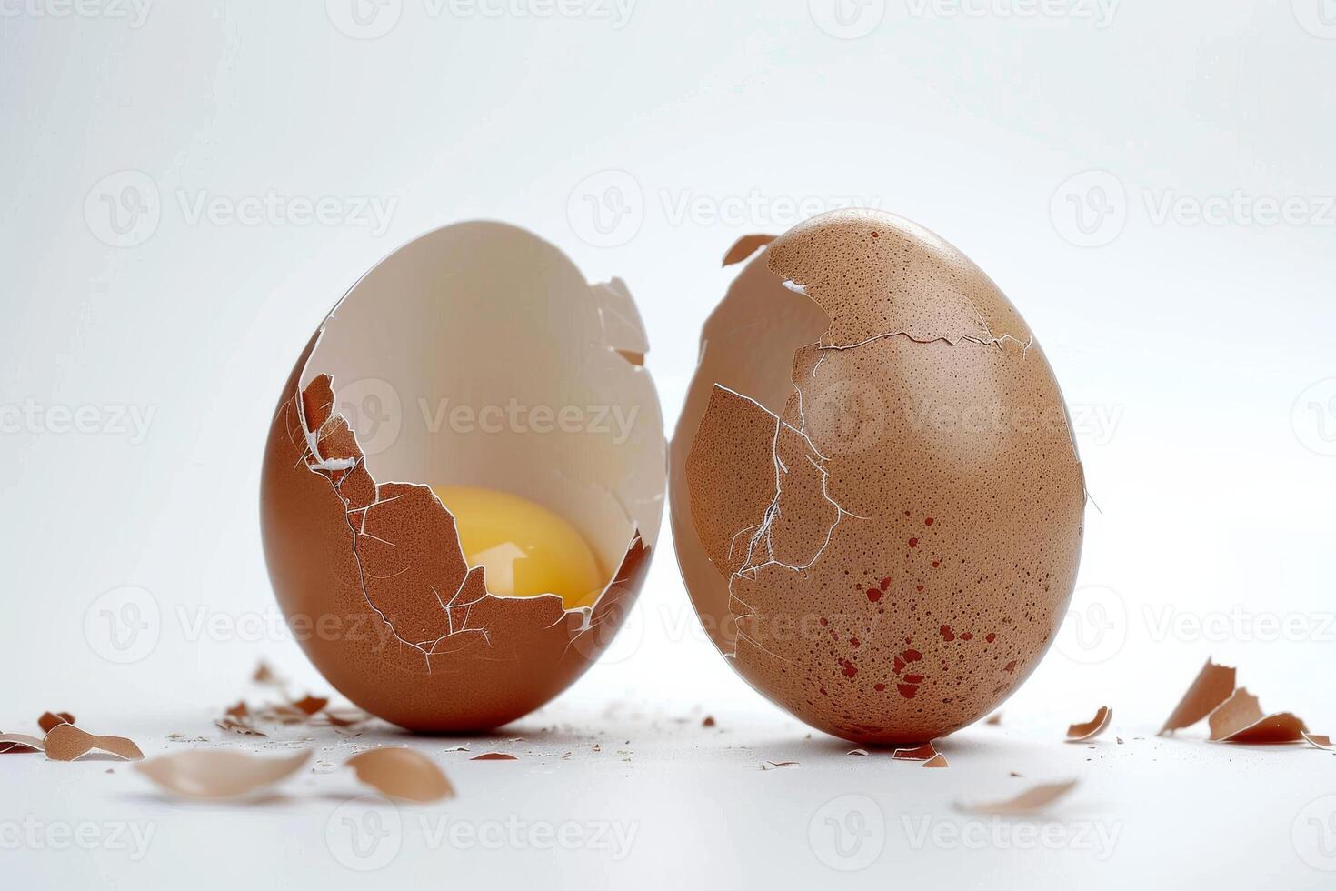 AI generated Cracked Egg Shell Isolated on White Background photo