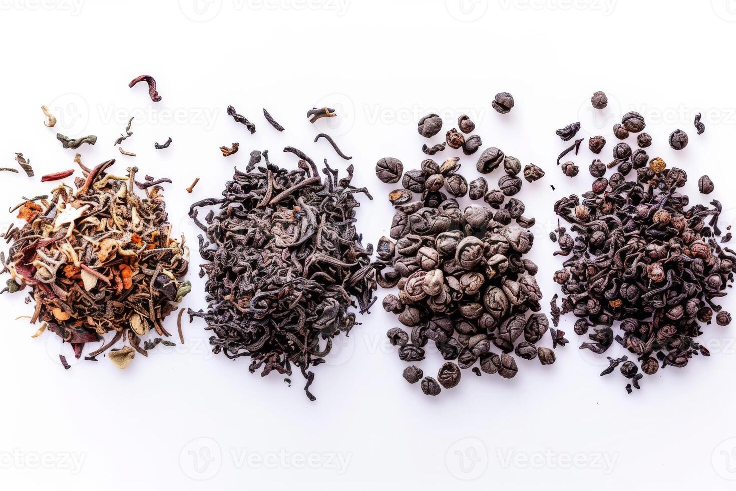 AI generated Darjeeling Tea Leaves Isolated on White Background photo