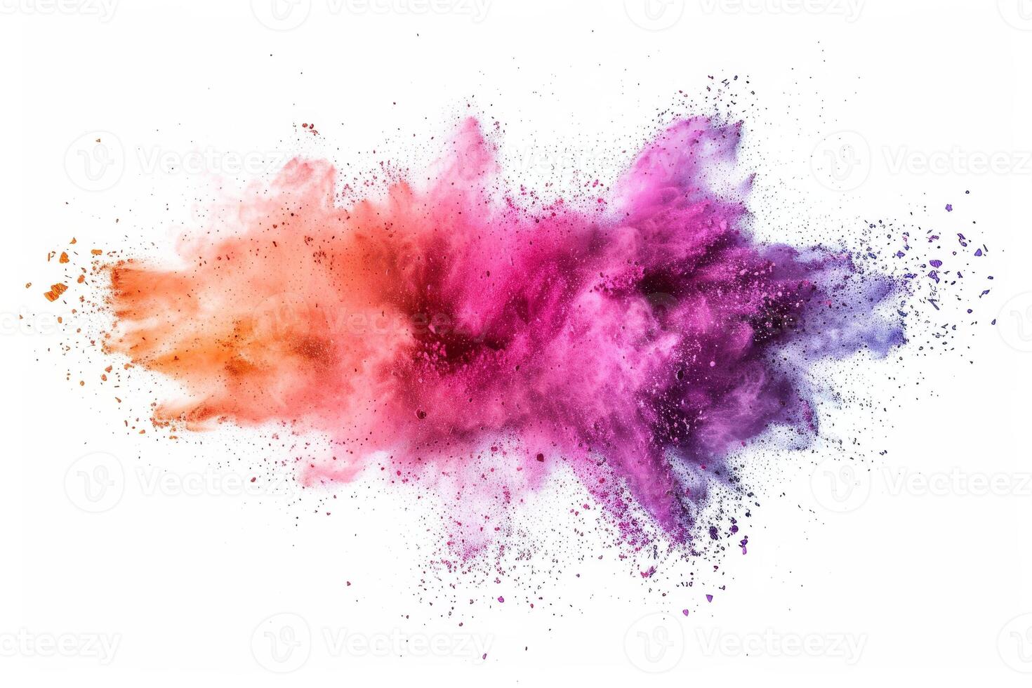 AI generated Freeze Motion Rainbow Powder Cloud Isolated on White Background photo