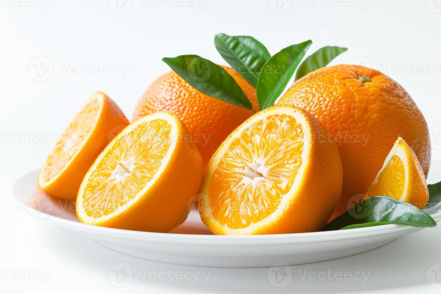 AI generated Juicy Oranges Isolated on White Background photo