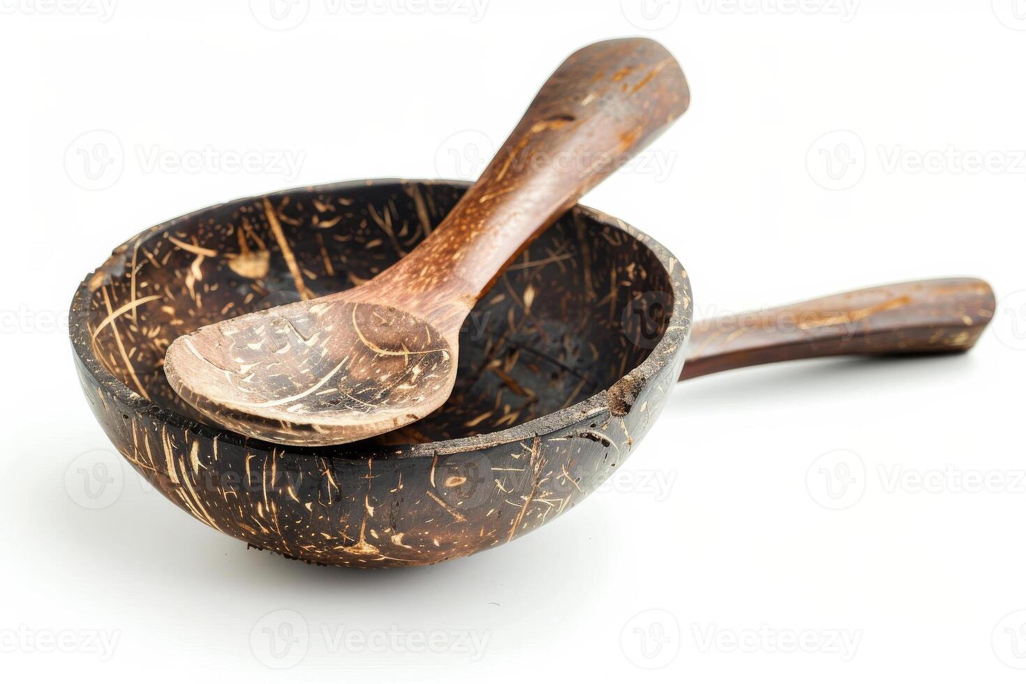 AI generated Kitchen Wooden Utensils Isolated on White Background photo