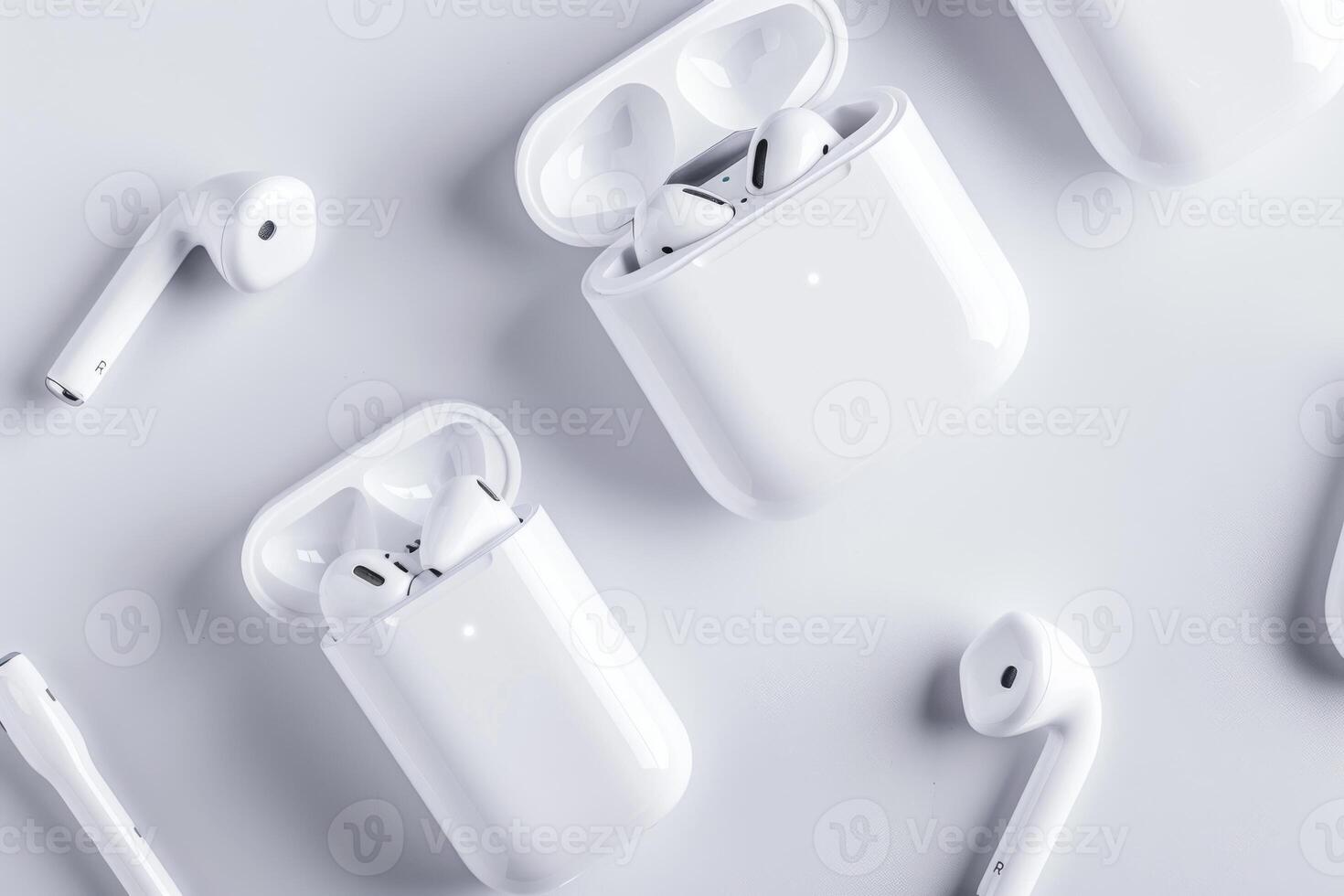 AI generated Wireless Earpods Isolated on White Background photo