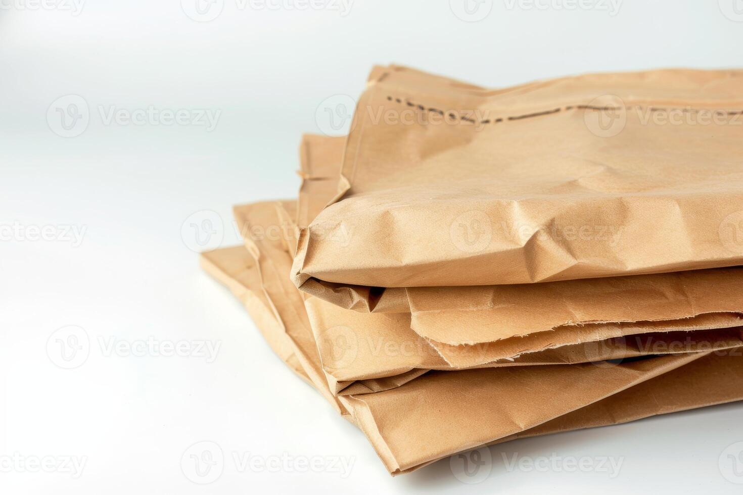 AI generated Plain Brown Paper Bag Isolated on White Background photo