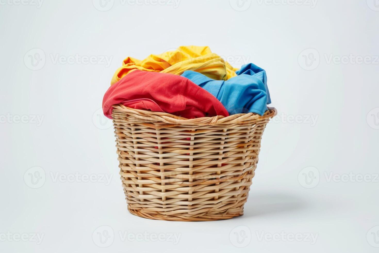 AI generated Laundry Basket of Clothes Isolated on White Background photo