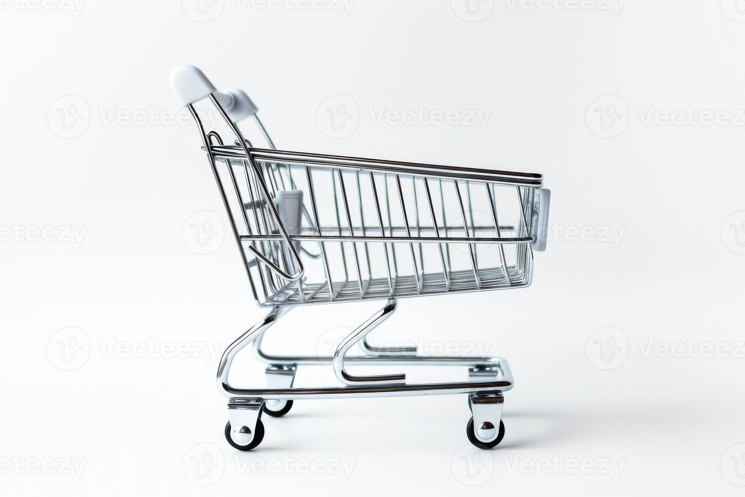 AI generated Metal Shopping Cart Isolated on White Background photo