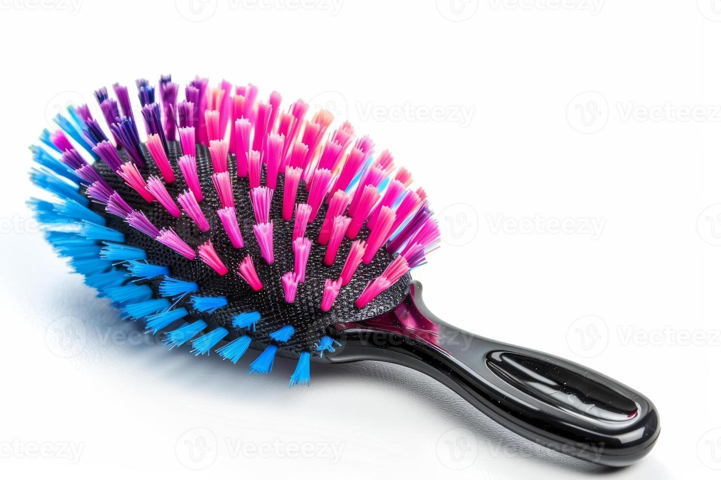 AI generated Stylish Rainbow Hairbrush Isolated on White Background photo