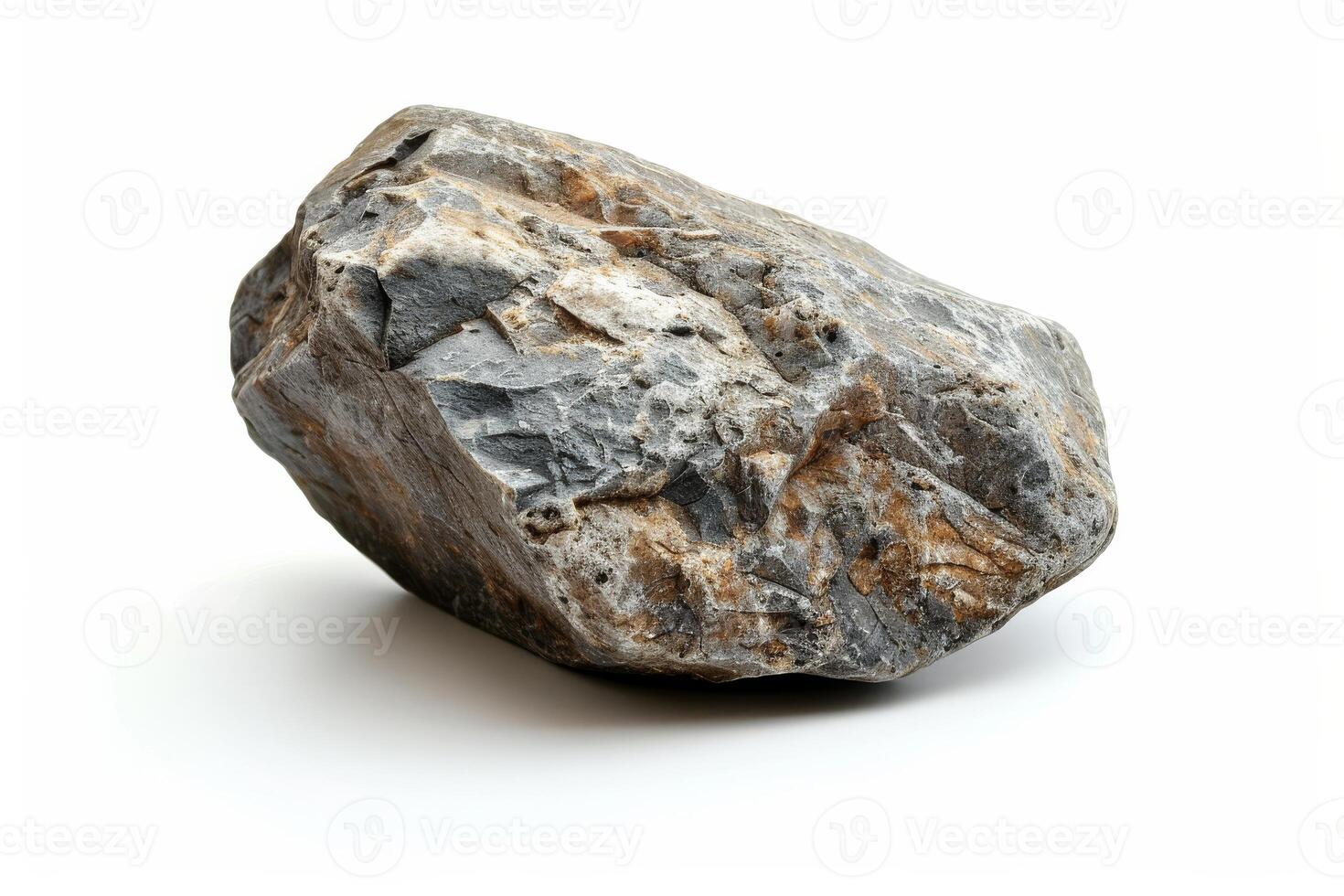 AI generated Raw Natural Stone Slab Isolated on White Background photo