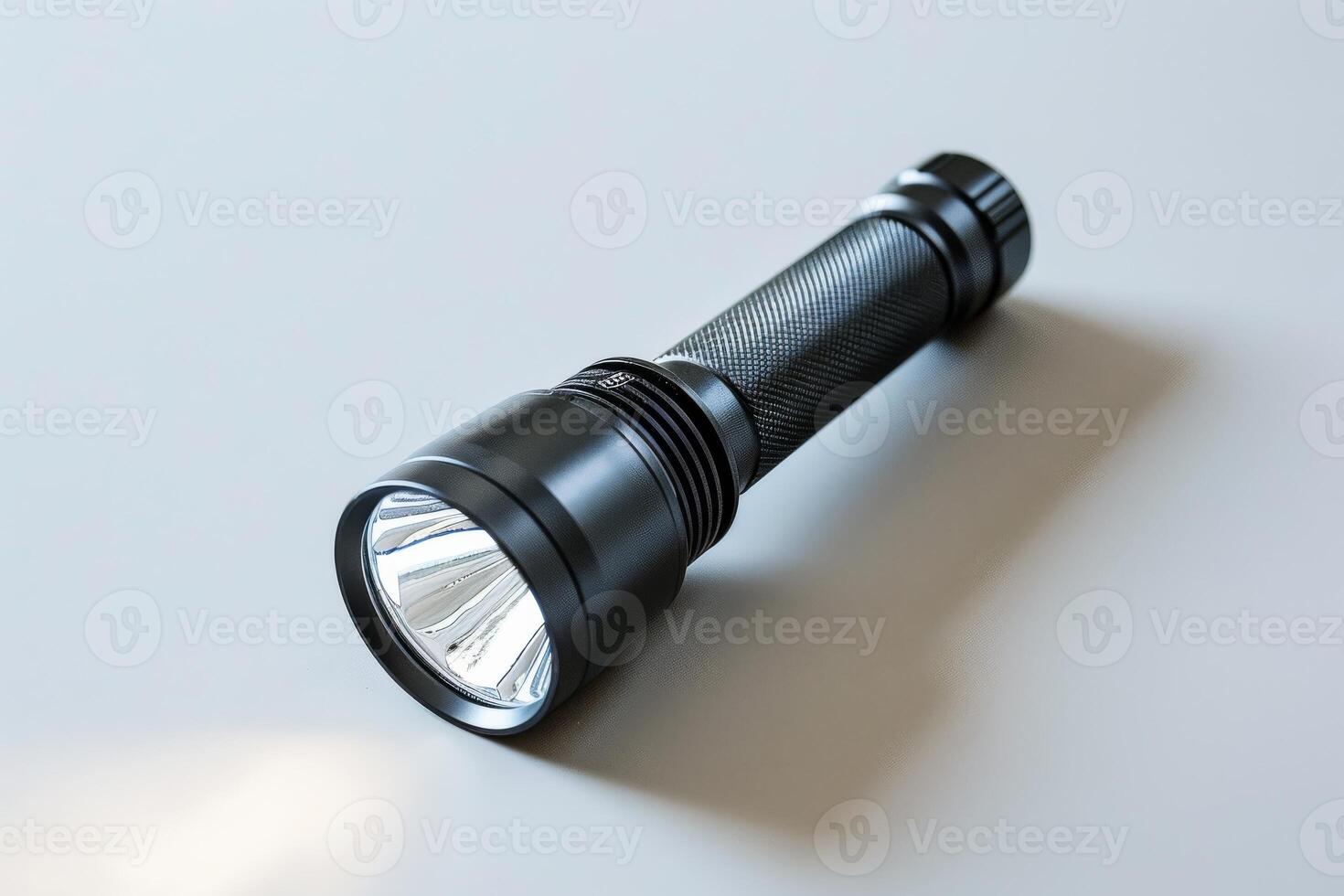 AI generated Heavy-Duty Metal Flashlight Isolated on White Background photo