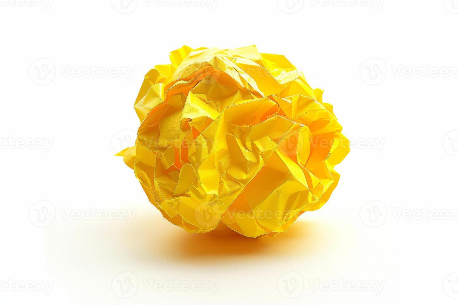 AI generated Crushed Yellow Paper Isolated on White Background photo
