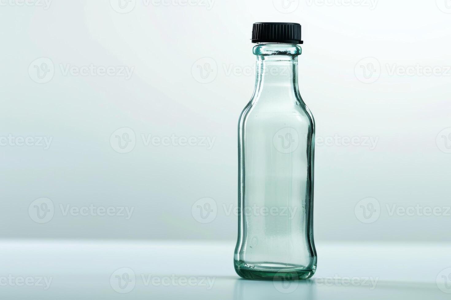 AI generated Clear Glass Bottle Isolated on White Background photo