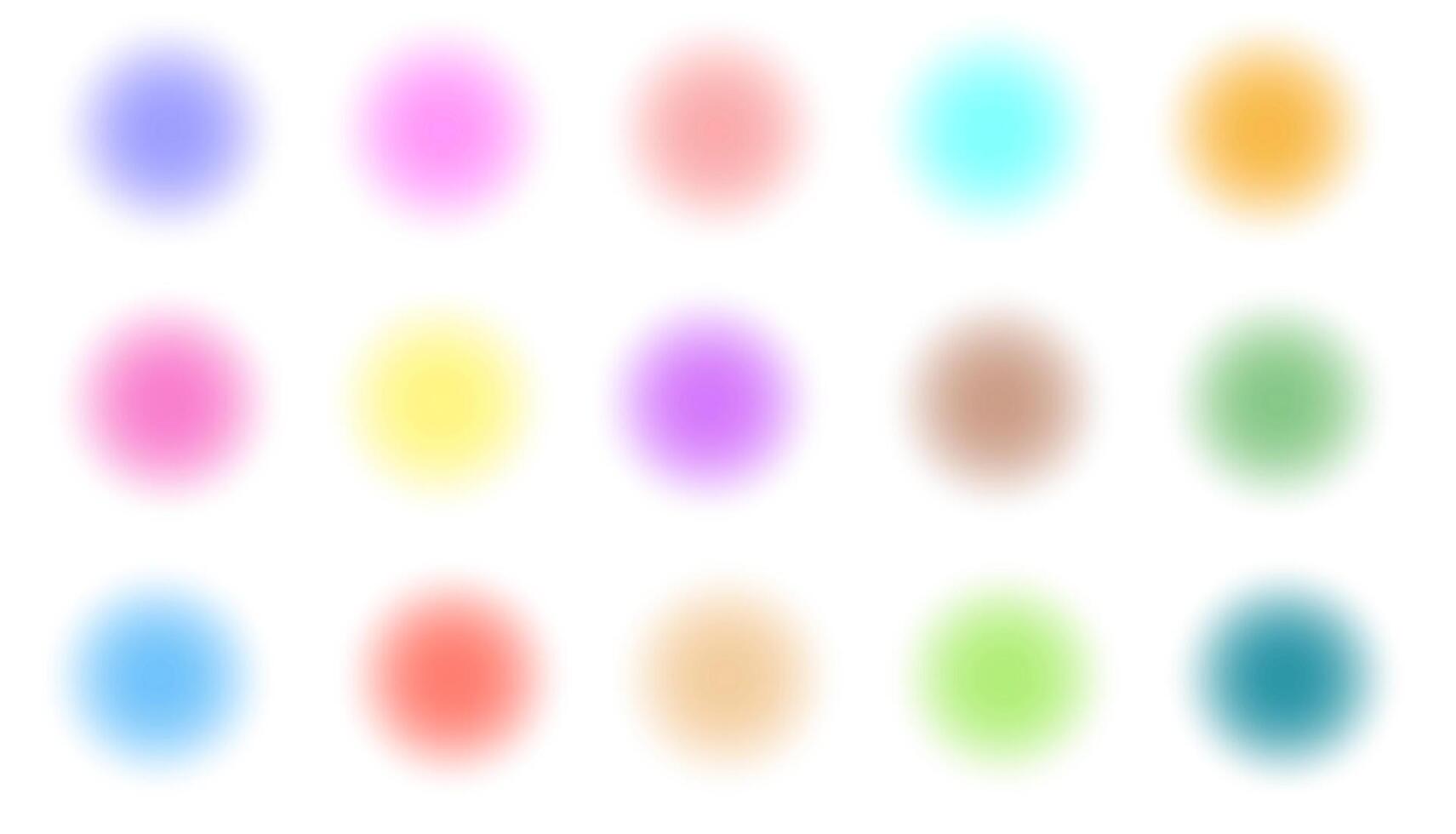 Set of multicolor pastel blur circle. Vibrant soft light round for background. Radial gradient. Abstract design elements vector