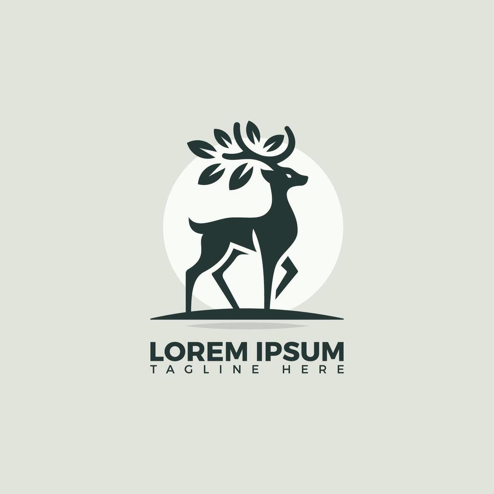 Deer logo design template, A sleek and elegant logo featuring a deer, symbolizing grace and nature vector