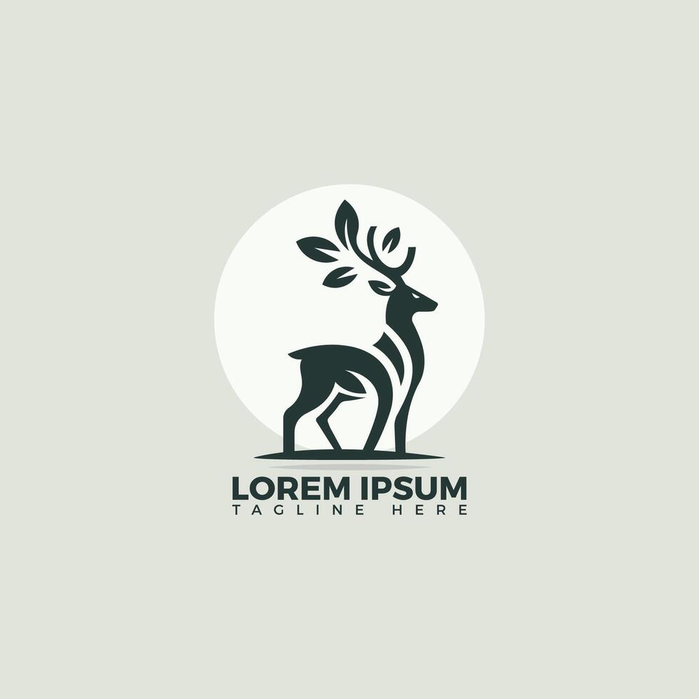Deer logo design template, A sleek and elegant logo featuring a deer, symbolizing grace and nature vector