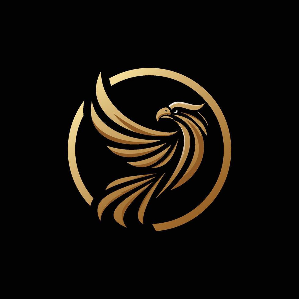 A sleek golden eagle logo design in vector illustration style
