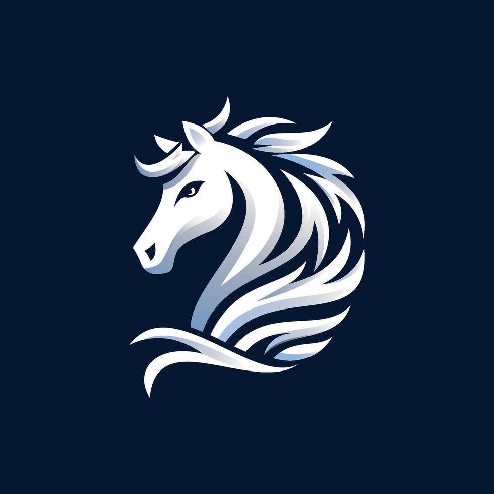 A horse head logo on a dark background, representing elegance and strength vector