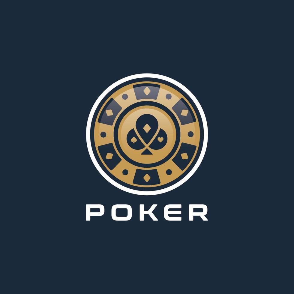 Modern poker logo design with stylized playing card suits - spades, hearts, diamonds, and clubs. Ideal for a gambling or gaming brand vector
