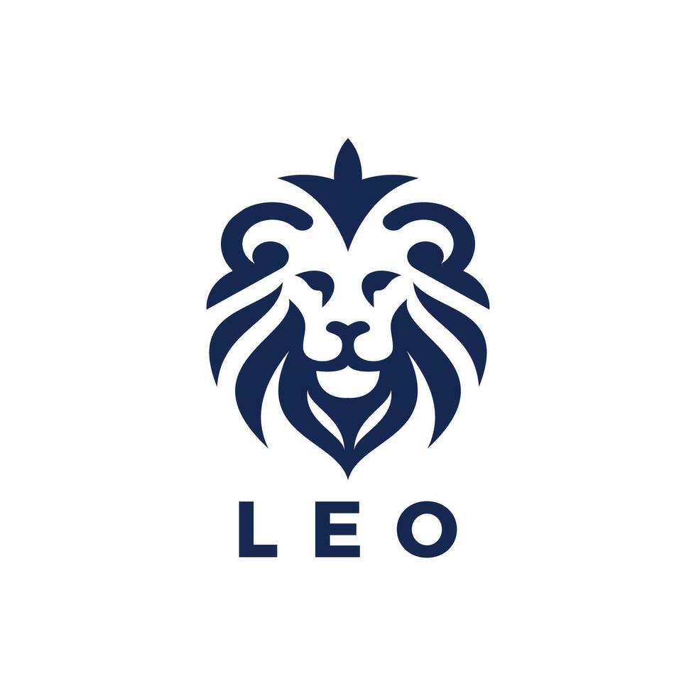 A lion face with crown logo design template vector