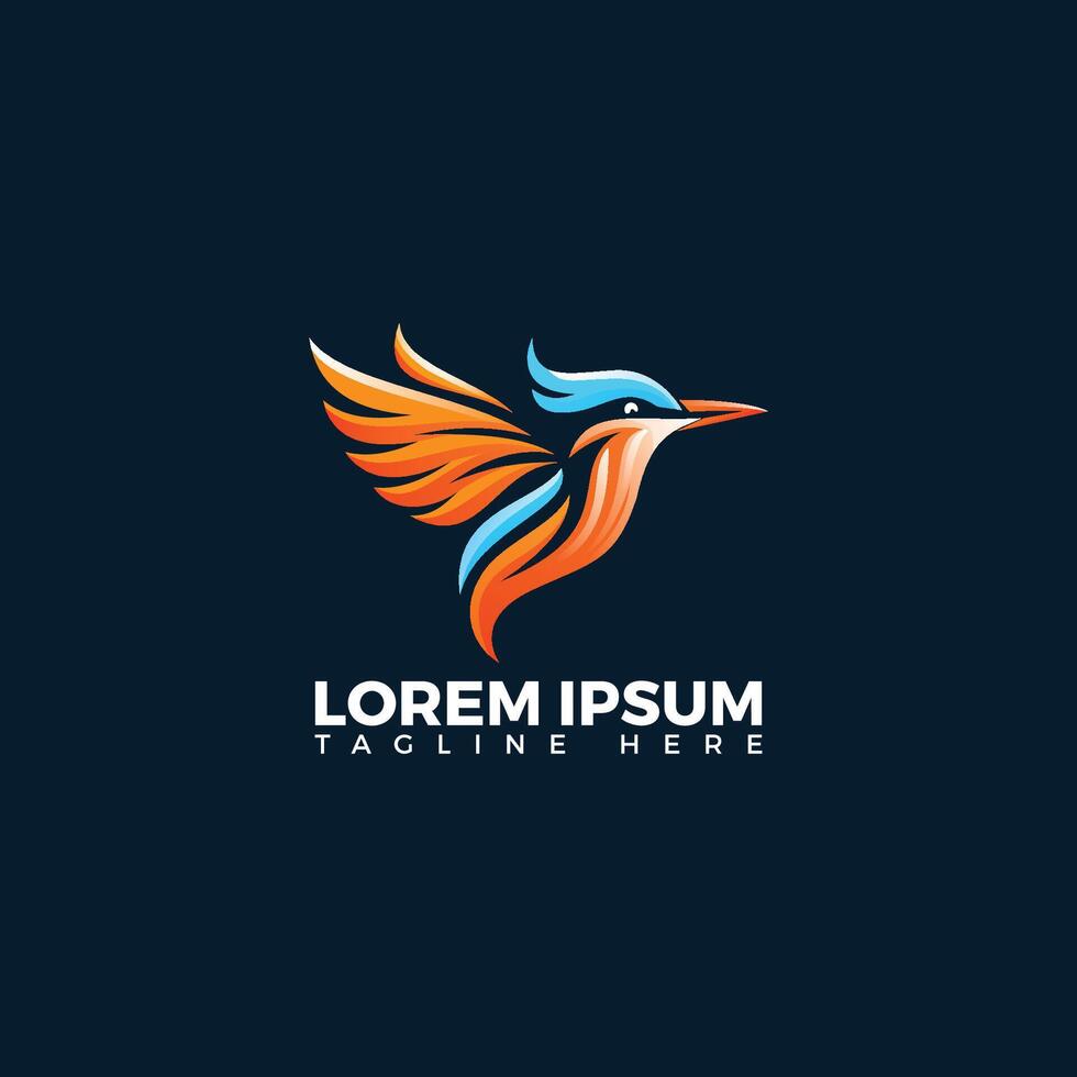 Colorful bird logo template with vibrant feathers and a sleek design, perfect for adding a touch of creativity to any brand vector