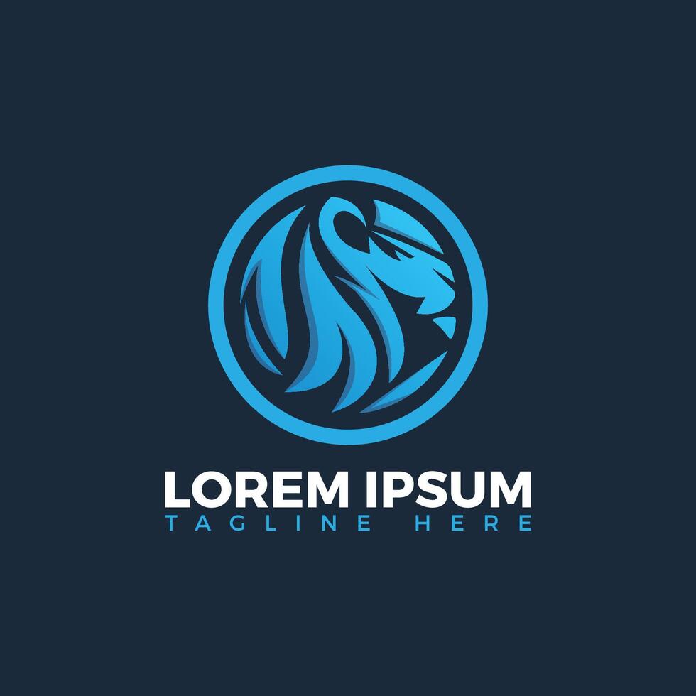 Vector illustration of a lion head logo template for branding