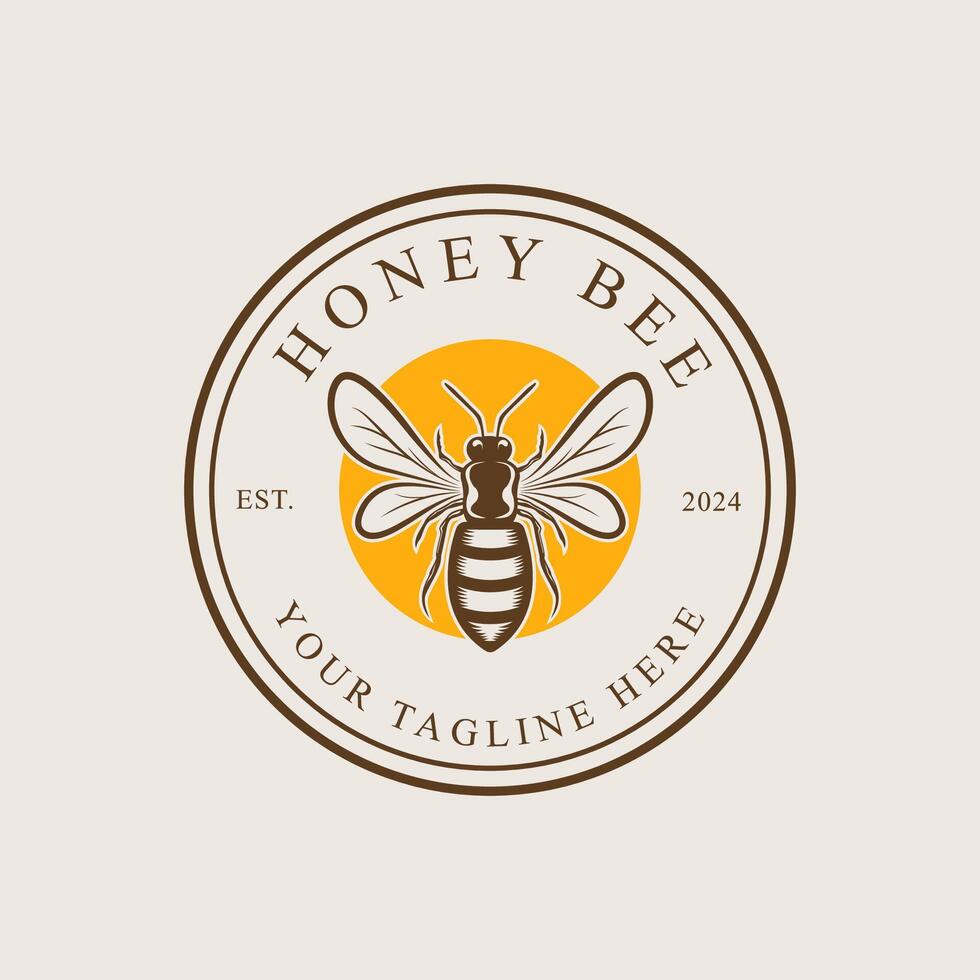 miel abeja logo diseño modelo vector ilustración