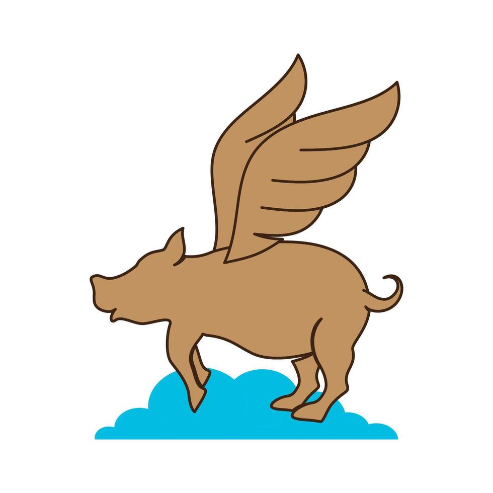 ilustración de un volador cerdo vector