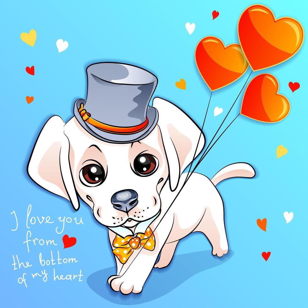 Valentine card with puppy Labrador vector