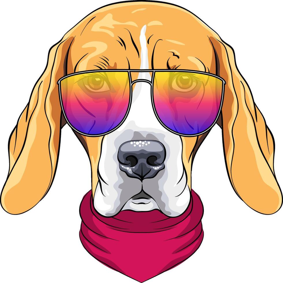 vector hipster serious dog Beagle in glasses