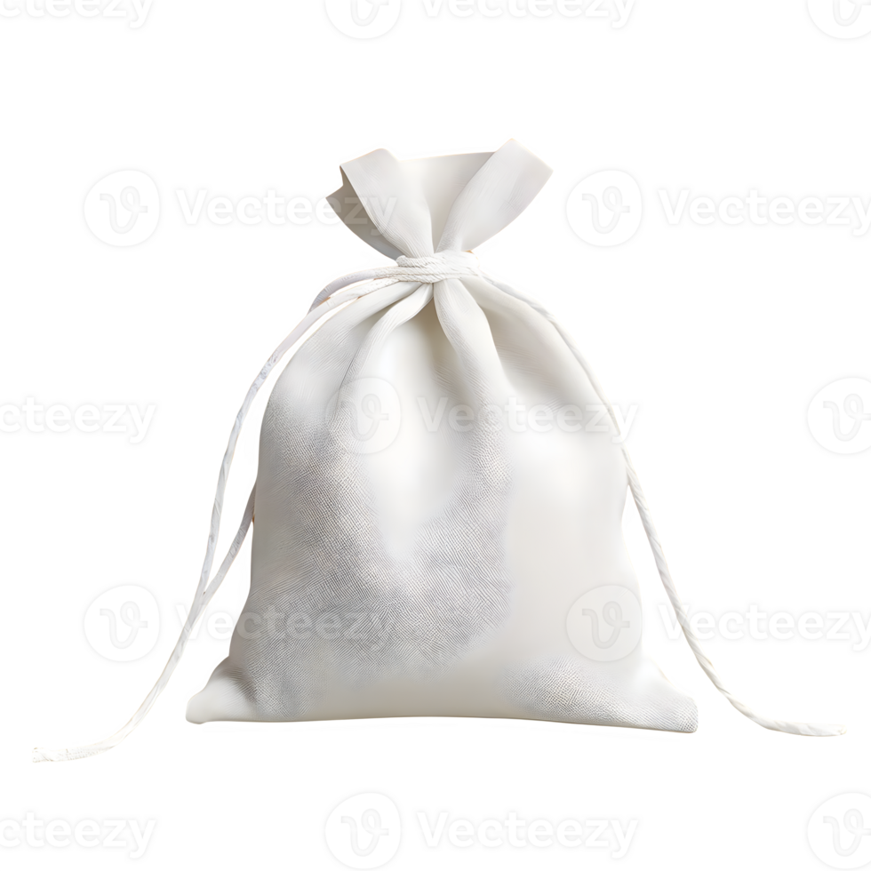 AI generated White drawstring bag packaging isolated on transparent background png