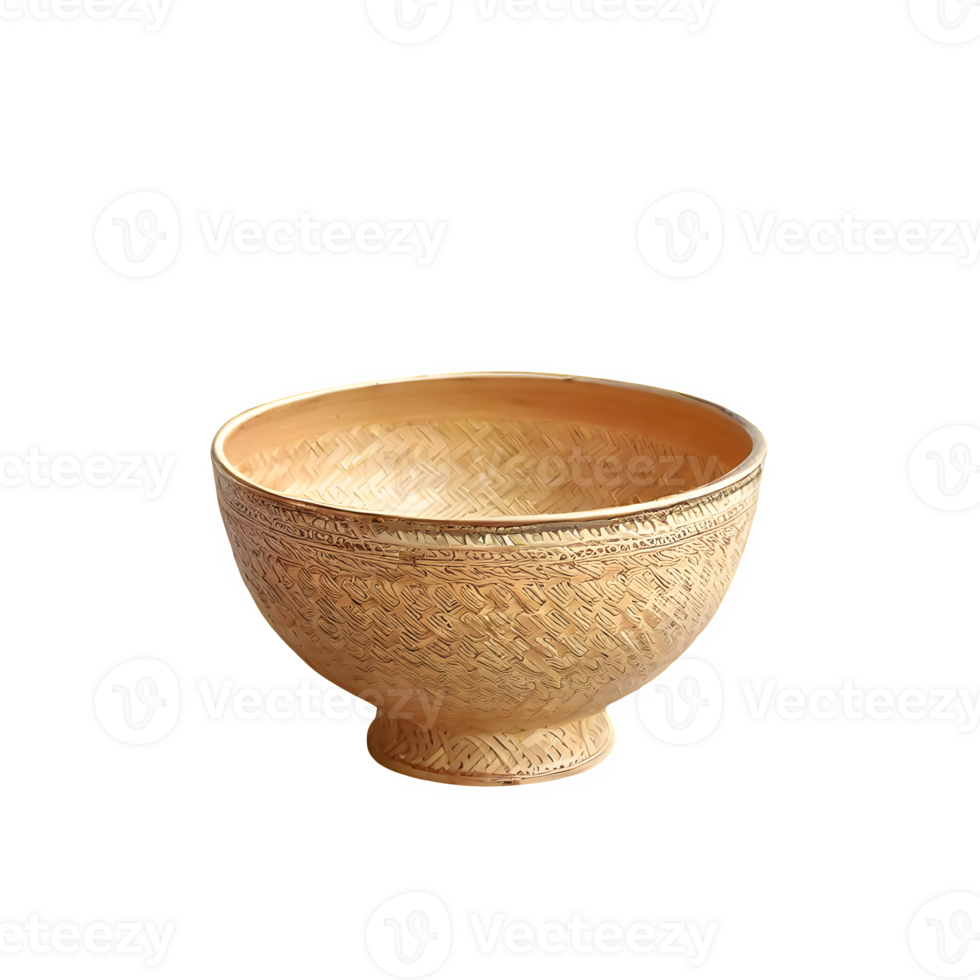 AI generated Beautiful thai handicraft bowl isolated on transparent background png
