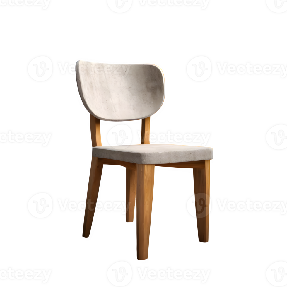 AI generated Cement chair with wooden seat isolated on transparent background png