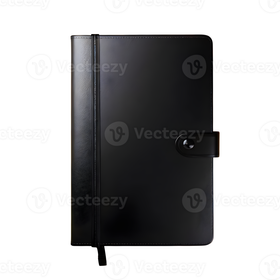 AI generated Black leather notebook isolated on transparent background png