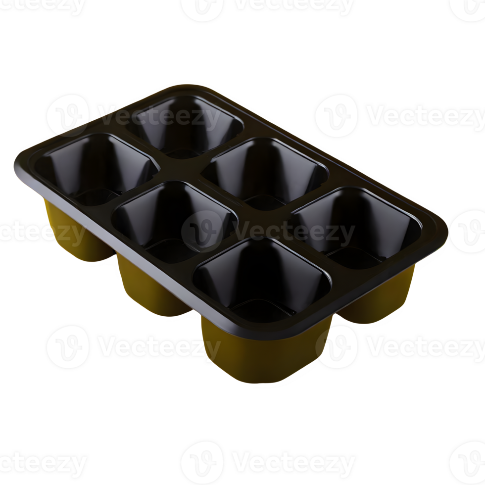 AI generated A rear view of an isolated black silicone ice cube tray isolated on transparent background png