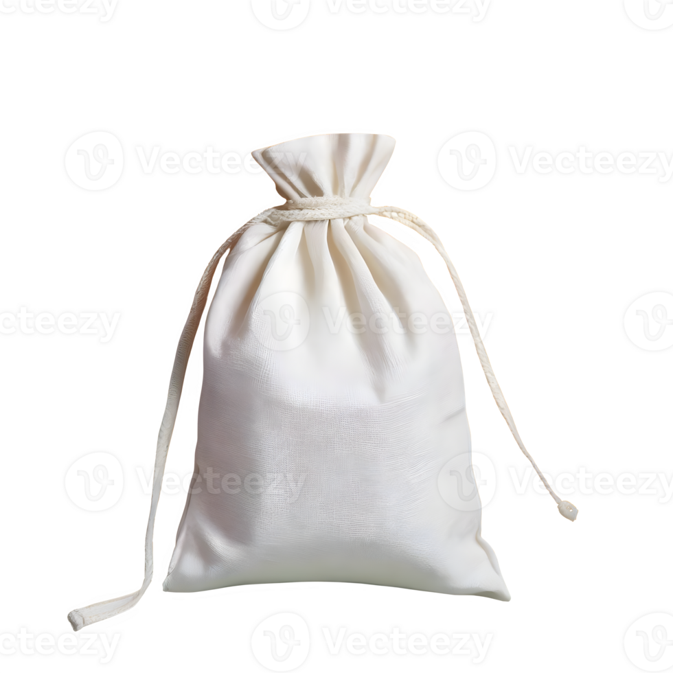 AI generated White drawstring bag packaging isolated on transparent background png