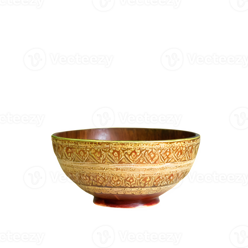 AI generated Beautiful thai handicraft bowl isolated on transparent background png