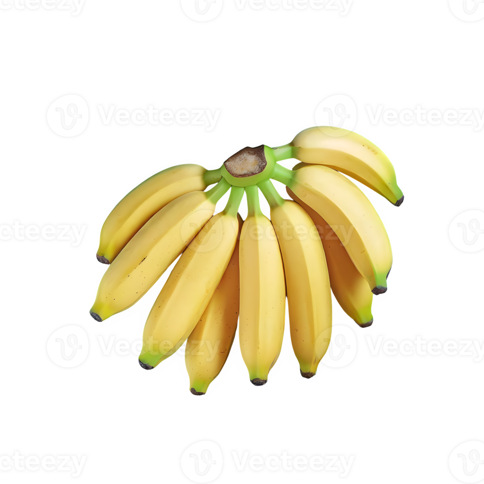 AI generated Top view of ripe baby bananas isolated on transparent background png