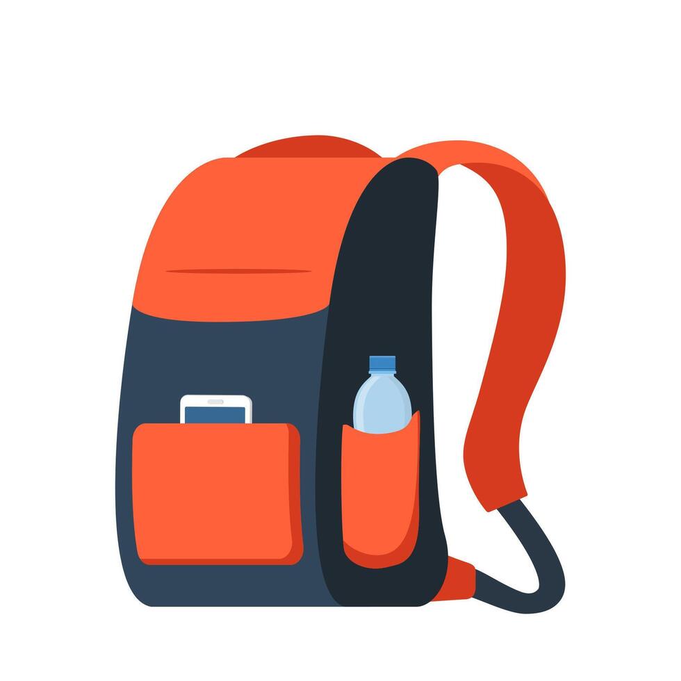 Sport backpack for cycling, bicycle sport. Bag for gym or travel. Vector illustration.