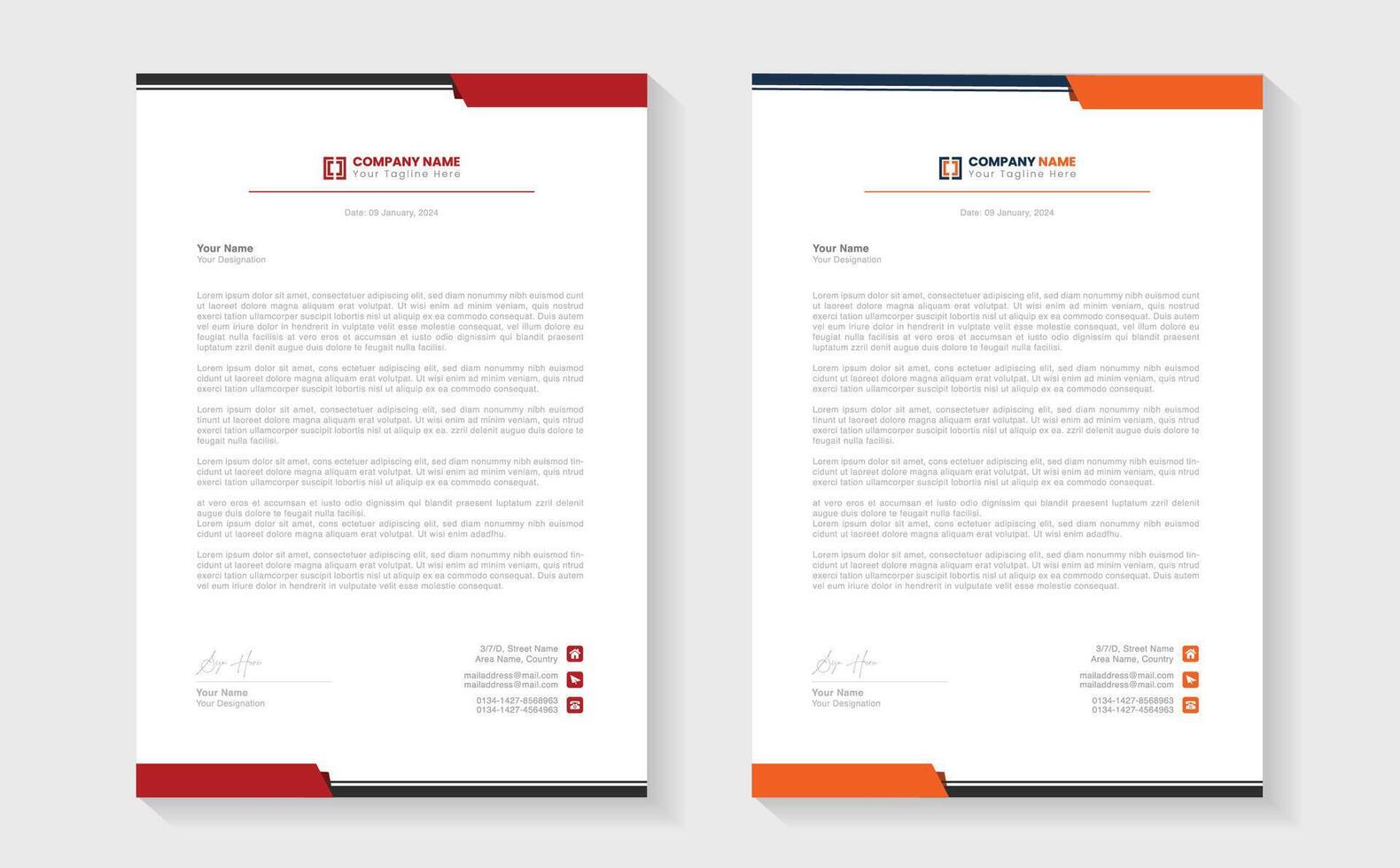 Modern Creative Clean business style letterhead bundle of your corporate project design. Set to print. modern business letterhead in abstract design. Elegant template design in minimalist. vector