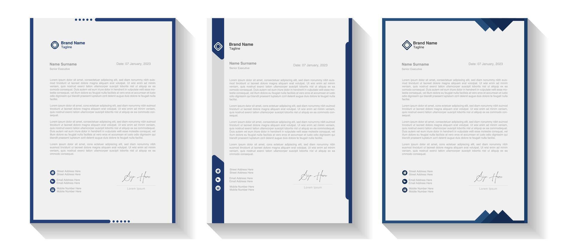 Modern Creative Clean business style letterhead bundle of your corporate project design. Set to print. modern business letterhead in abstract design. Elegant template design in minimalist. vector