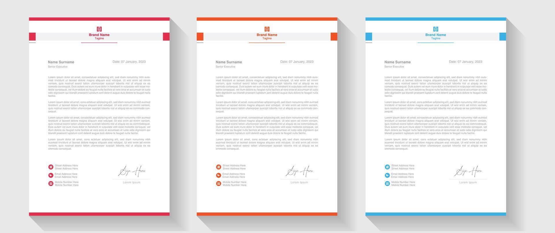 Modern Creative Clean business style letterhead bundle of your corporate project design. Set to print. modern business letterhead in abstract design. Elegant template design in minimalist. vector