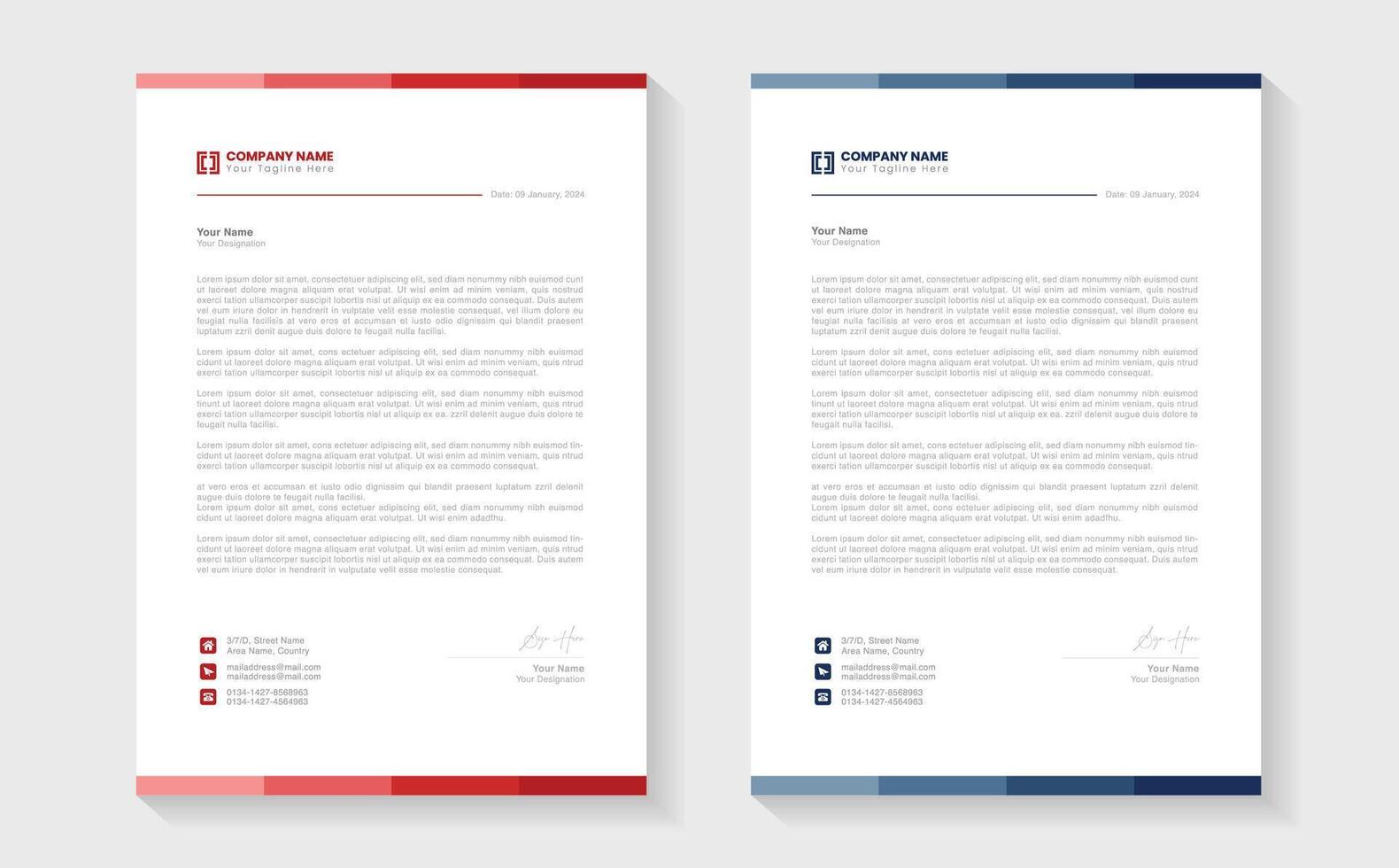 Modern Creative Clean business style letterhead bundle of your corporate project design. Set to print. modern business letterhead in abstract design. Elegant template design in minimalist. vector