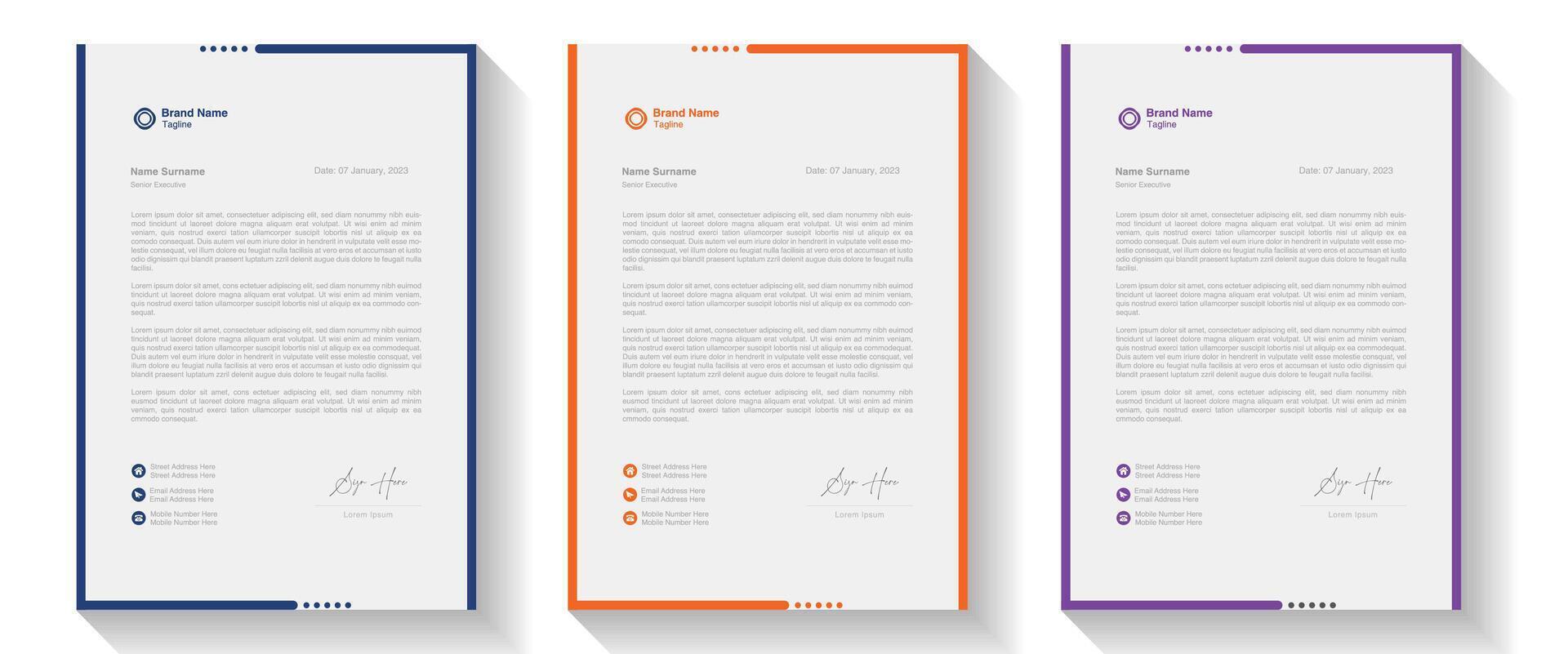 Modern Creative Clean business style letterhead bundle of your corporate project design. Set to print. modern business letterhead in abstract design. Elegant template design in minimalist. vector