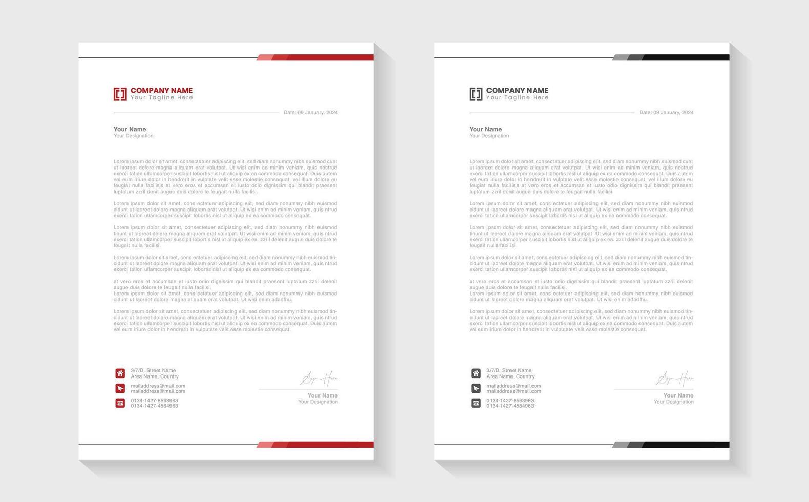 Modern Creative Clean business style letterhead bundle of your corporate project design. Set to print. modern business letterhead in abstract design. Elegant template design in minimalist. vector