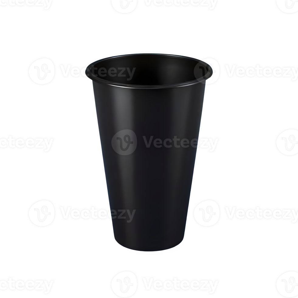 AI generated Black cup made of collapsible reusable plastic isolated on transparent background png