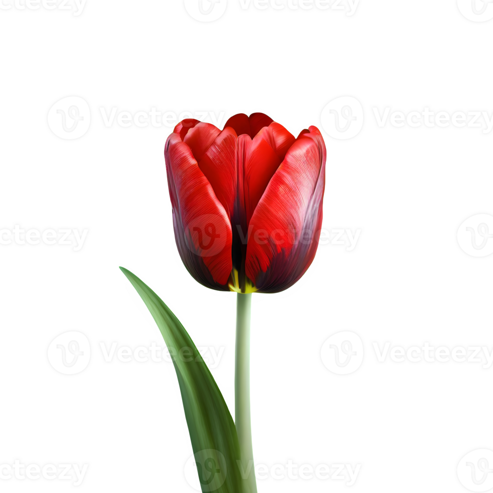 AI generated Red tulip close up isolated on transparent background png