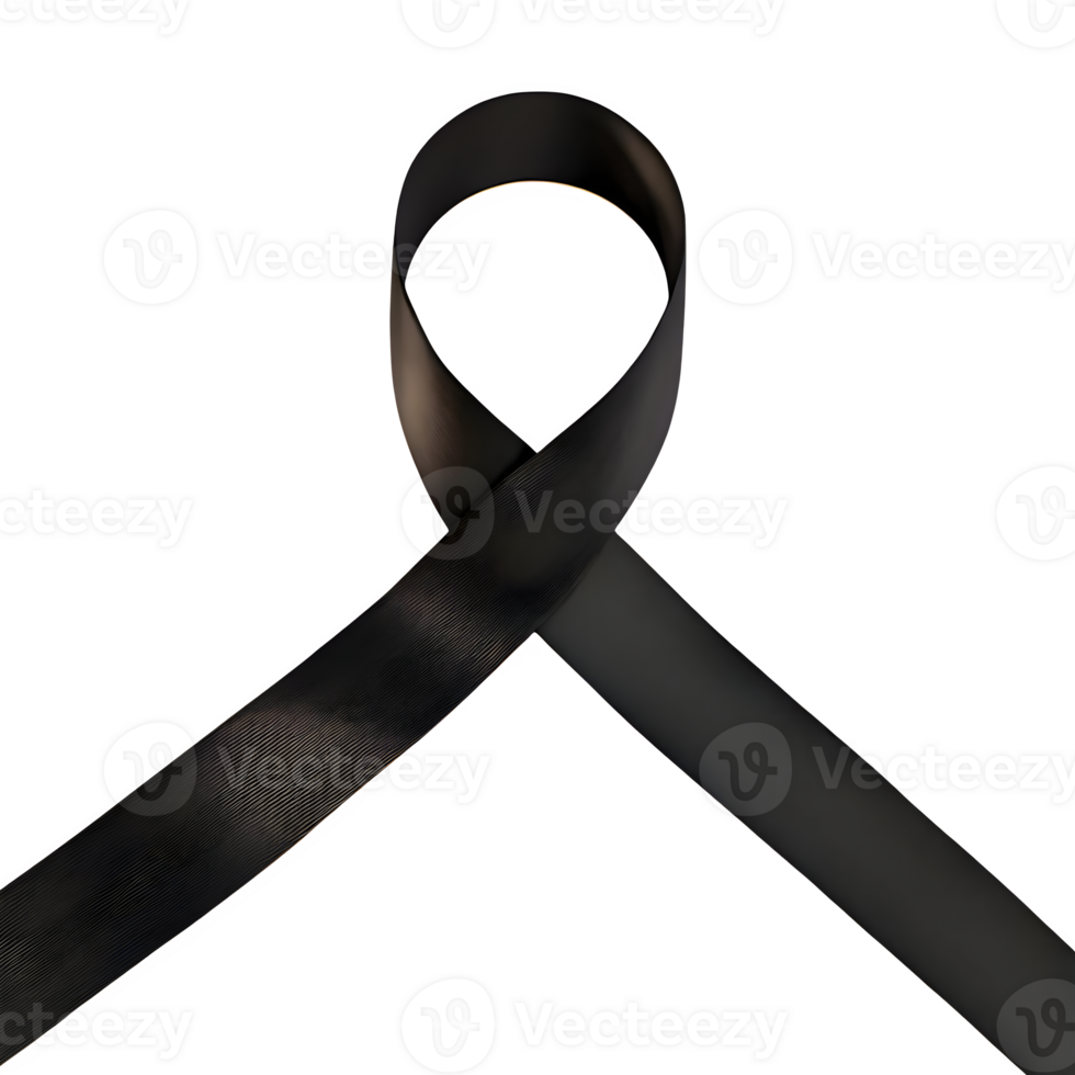 AI generated Black ribbon viewed from the top isolated on transparent background png